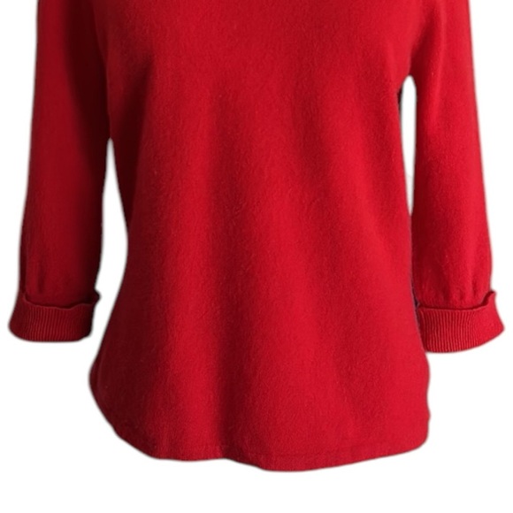 JONES New York Vintage 90s Red Cashmere Sweater Preppy Elevated Classic Medium - Picture 4 of 14